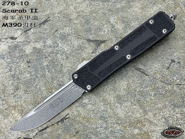 Microtech ΢ 278-10 Scarab II ʥ׳S/E Stonewash Standard M390в ʯϴˮͷֱ(ֻ